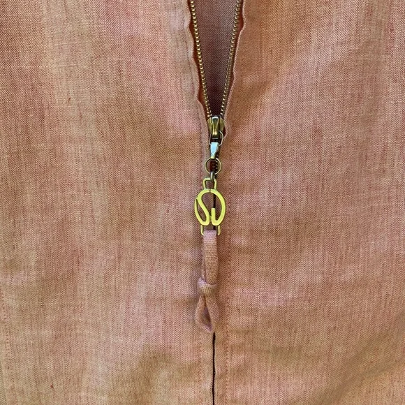 St. John Sport Linen zip-up hooded light pink textured woven light Jacket Sz L - Picture 8 of 12